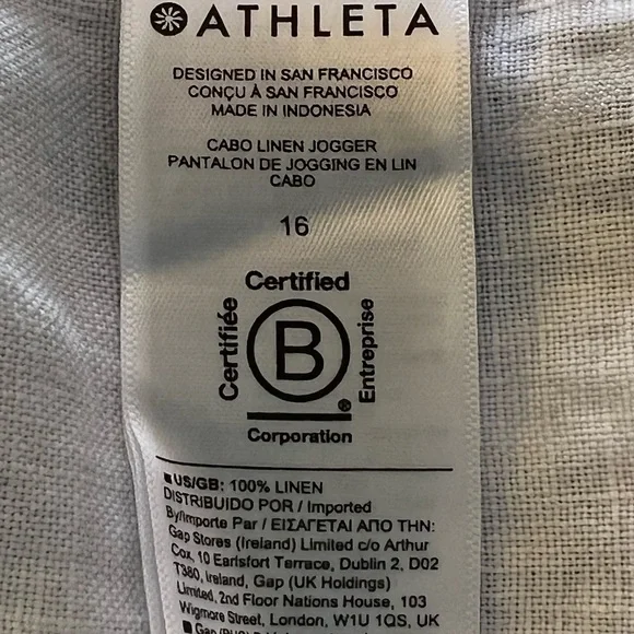 Athleta White Cabo Linen Jogger Track Pants Size 16 - Picture 10 of 11